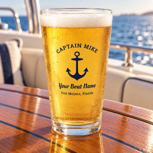 Verre Nom de bateau de capitaine de marine personnalisé
