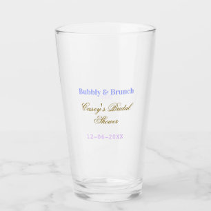 Verre nom de date de douche de mariée pétillante et de b