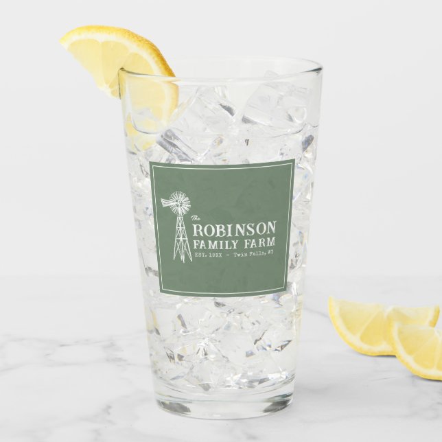 Verre Nom de famille Agritourisme Rustique Windmill Sage (Devant glace)