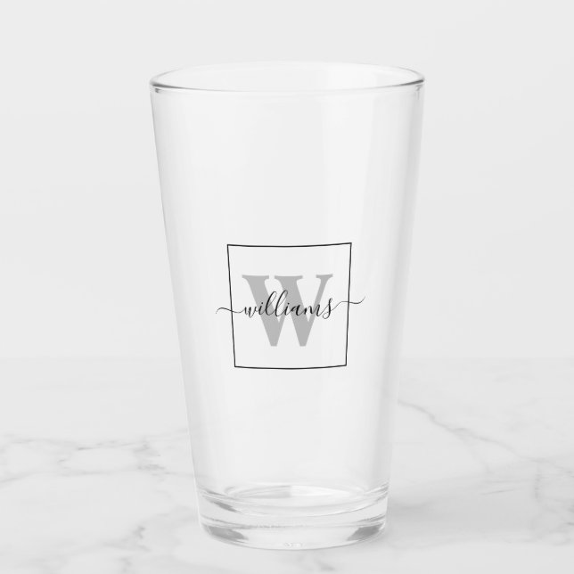 Verre Nom de famille personnalisé Monogramme moderne per (Devant)