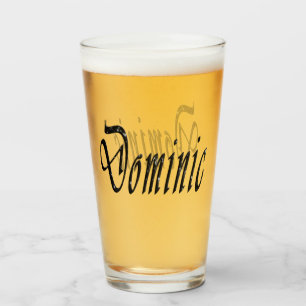 Verre Nom Dominique étoilé noir,
