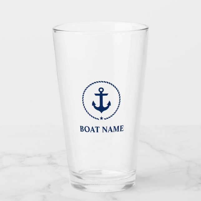 Verre Nom du bateau de l'étoile d'Ancre nautique (Devant)