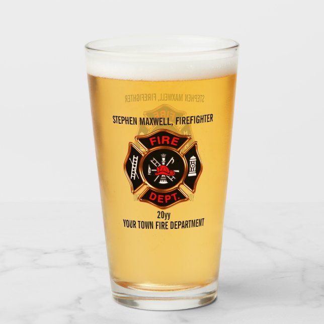 Verre Nom et département de l'Emblème du pompier (Devant (rempli))