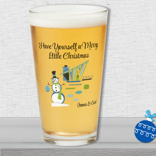 Verre Nom, Mid-Century Modern House Snowman 16oz Pint