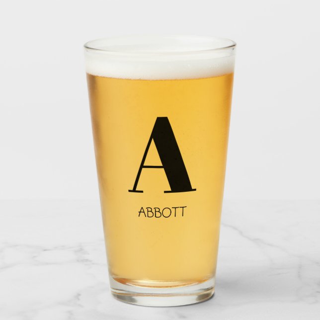 Verre Nom monogramme Simple Élégant (Devant (rempli))