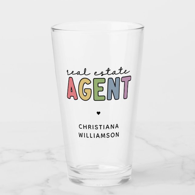 Verre Nom personnalisé Agent immobilier | Cadeaux immobi (Devant)