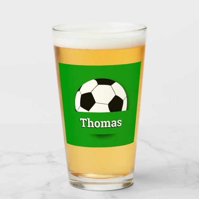 Verre Nom personnalisé Boule de football, fête de suppor (Devant (rempli))