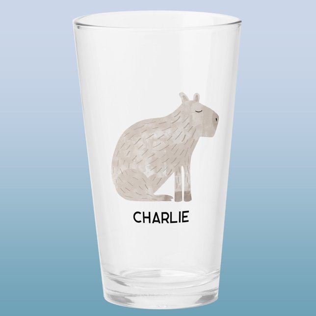 Verre Nom personnalisé Capybara (Fun Capybara personalized name glass tumbler or beer glass)