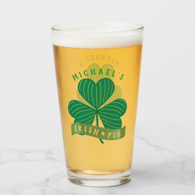 Verre Nom personnalisé Gold Shamrock St Patrick's Day (Devant (rempli))