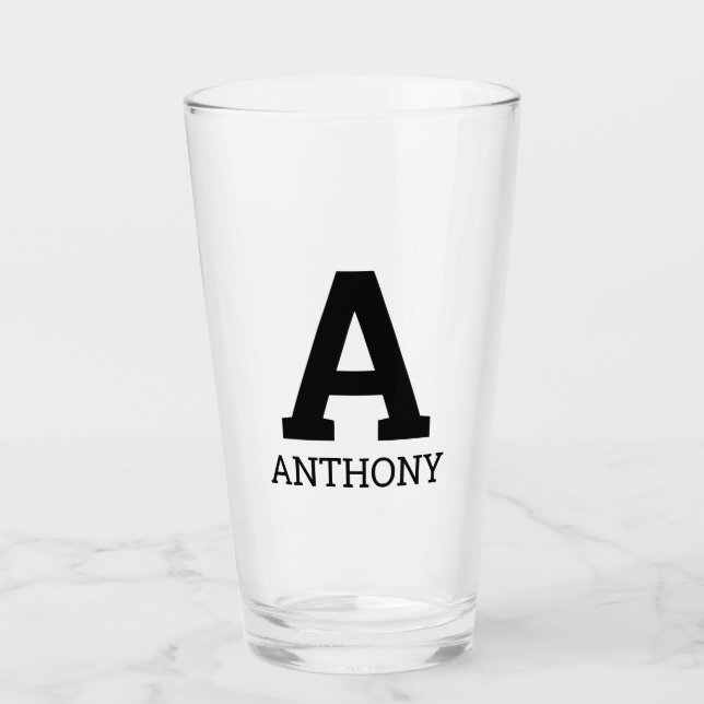 Verre Nom personnalisé lettre monographique initiale ver (Devant)