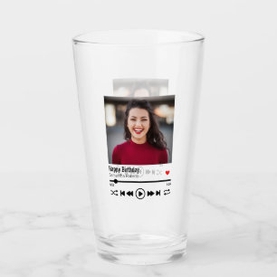 Verre Nom personnalisé moderne Joyeux Anniversaire Photo