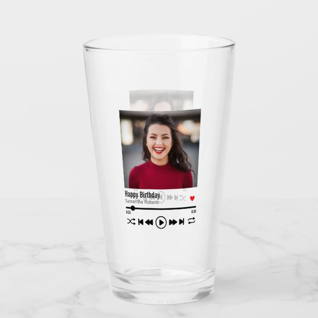 Verre Nom personnalisé moderne Joyeux Anniversaire Photo (Devant)