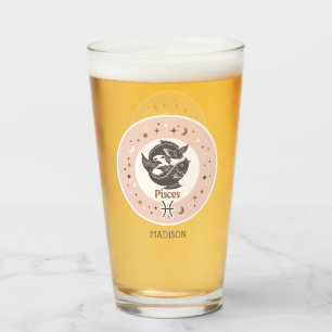 Verre Nom personnalisé Poissons de signes zodiaques