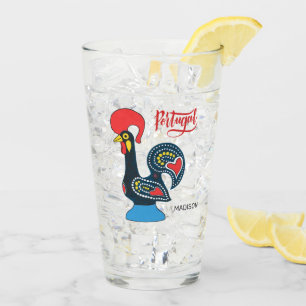 Verre Nom personnalisé Portugais Rooster