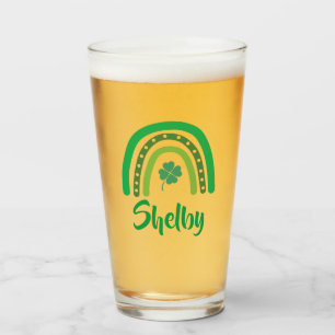 Verre NOM PERSONNALISÉ St. Patrick's Day Boho Rainbow