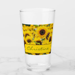 Verre Nom sur la belle pinte de tournesol