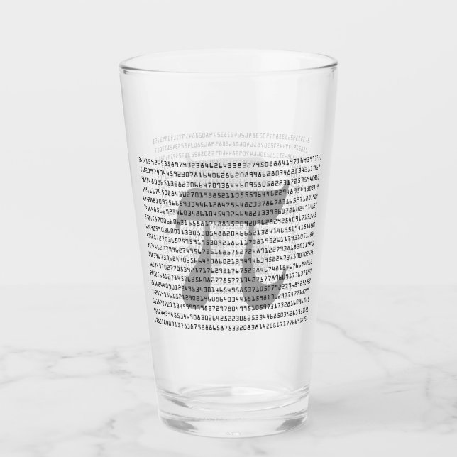 Verre Nombreux chiffres de Pi Mathematical Constante (Devant)