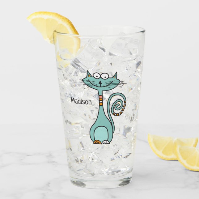 Verre nommé fait sur commande de pinte de chat (Devant glace)