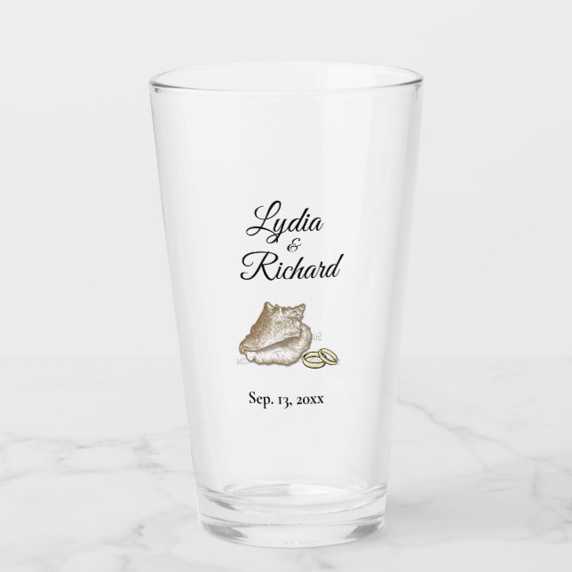 Verre Noms Date Plage Mariage Informations commerciales (Devant)