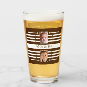 Verre Nous t'aimons Papa photos d'enfants bière brune