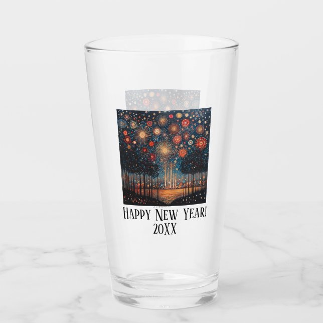 Verre Nouvel An Étonné Fireworks Design Personnalisé Ste (Devant)