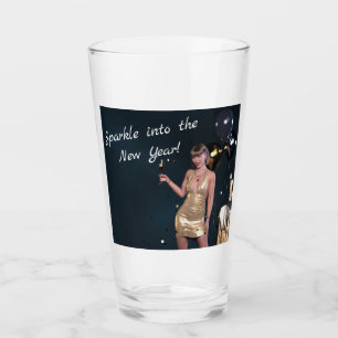 Verre Nouvel An Fille de la Soirée en Robe Séquinée