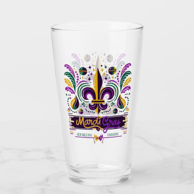 Verre Nouvelle-Orléans Mardi Gras jaune violet vert (Devant)