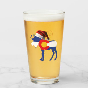 Verre Oie dans le Colorado Drapeau avec Santa Hat