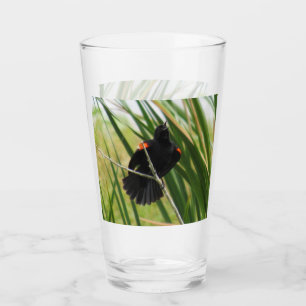 Verre Oiseau-noir à ailes rouges - Série d'oiseaux Jar