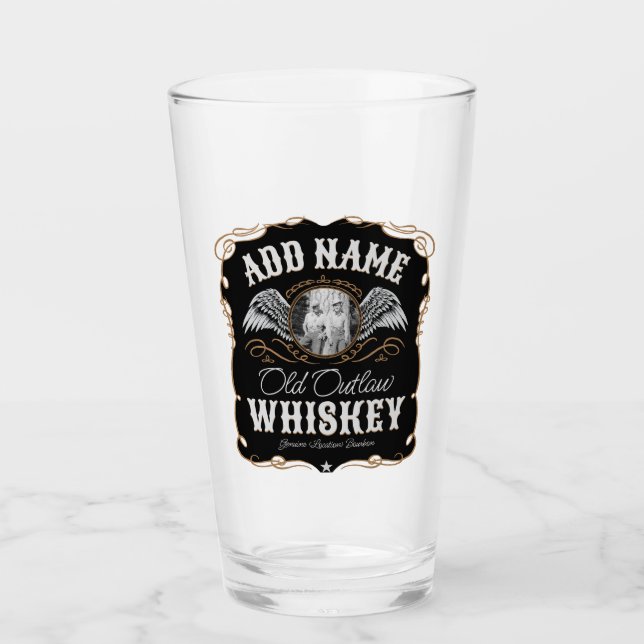 Verre Old Moonshine Whiskey Étiquette AJOUTER PHOTO Nom  (Devant)