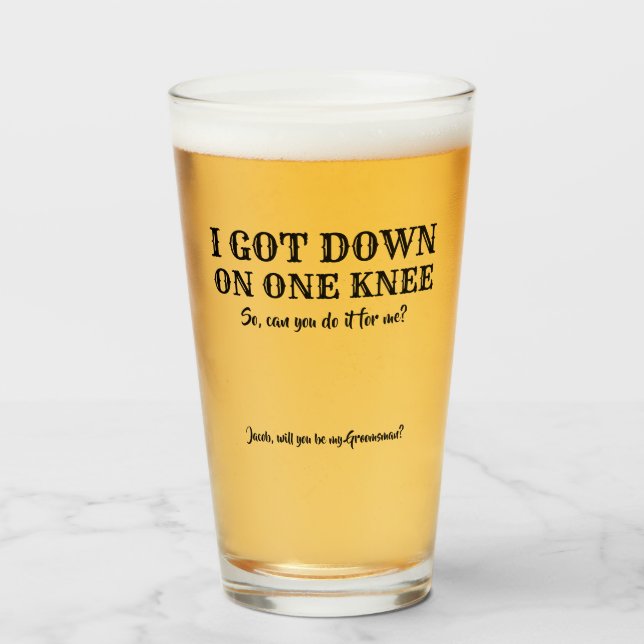 Verre One One One One Knee - Drôle Groomsman Proposition (Devant (rempli))