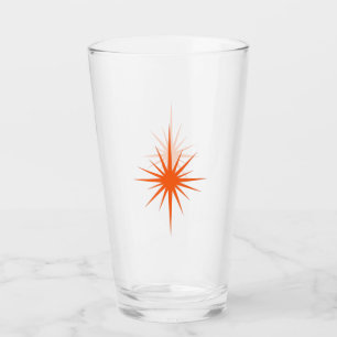 Verre Orange atomique Starburst Retro Midsiècle