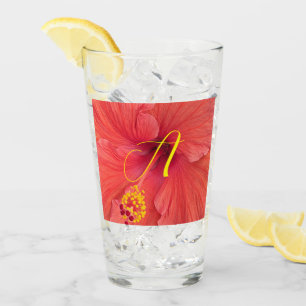 Verre Orange Hibiscus photo avec script initial