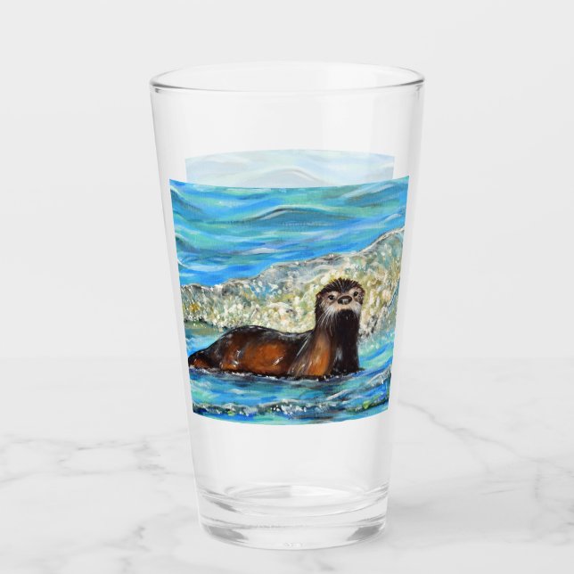 Verre Otter in the Waves 2 Peinture (Devant)