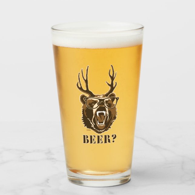 Verre Ours, cerfs communs ou bière (Devant (rempli))