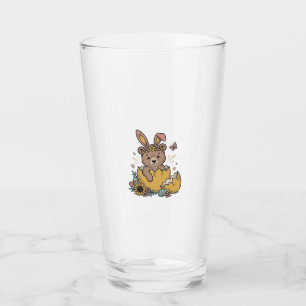 Verre Ours de Pâques mignon dans un œuf cassé Vecteur vi