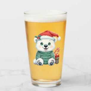 Verre Ours polaire de Noël mignon en pull festif