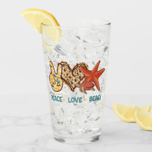 Verre Paix, Amour, Plage Vibes d'été VINTAGE