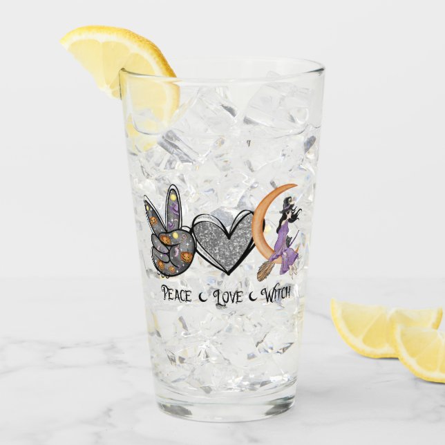 Verre Paix, Amour, Sorcière (Devant glace)