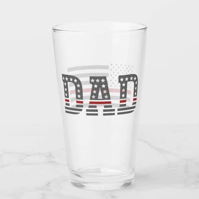 Verre Papa Mince Red Line Pompier Papa Amérique Drapeau (Devant)