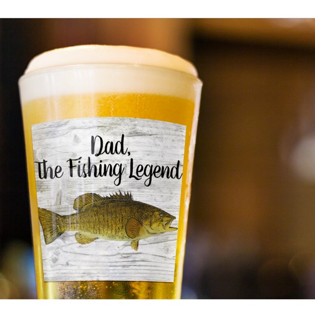 Verre Papa Pêche Légende Petite Bouche Basse Pêcheur Poi (Smallmouth Bass Fishing Beer Glass for Dad, The Fishing Legend. The perfect father's day gift.)