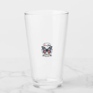 Verre Papillon Patriotique Joyeux 4 Juillet T-Shirt Desi
