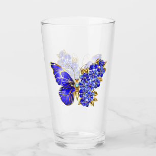 Verre Papillon saphir à fleurs