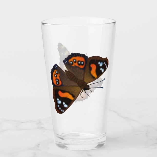 Verre Papillons amiraux rouges et jaunes (Devant)