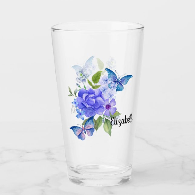 Verre Papillons et fleurs (Devant)