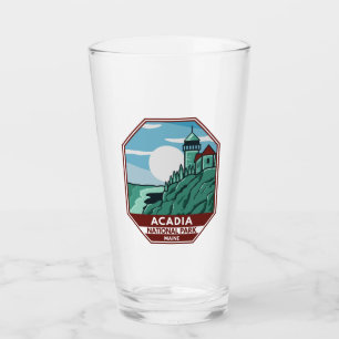 Verre Parc national Acadia Phare du Maine Emblem rétro