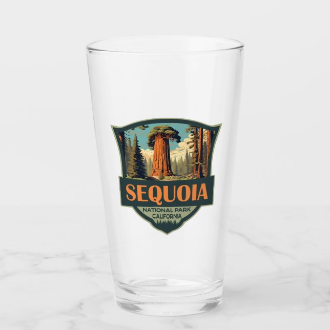 Verre Parc national de Sequoia Illustration Rétro (Devant)