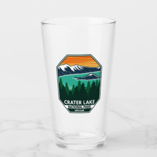 Verre Parc national du lac Crater Emblème de compas rétr