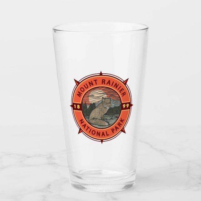 Verre Parc national du Mont Rainier Red Fox Retro Compas (Devant)