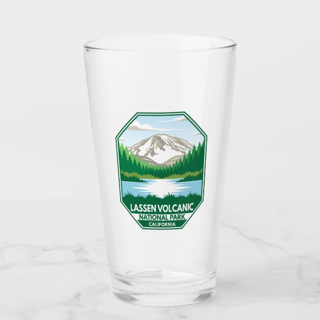 Verre Parc national volcanique de Lassen Emblem rétro mi (Devant)